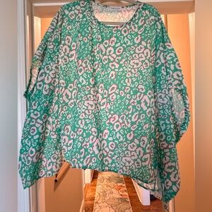 First Love Green and Pink Leopard Print Blouse